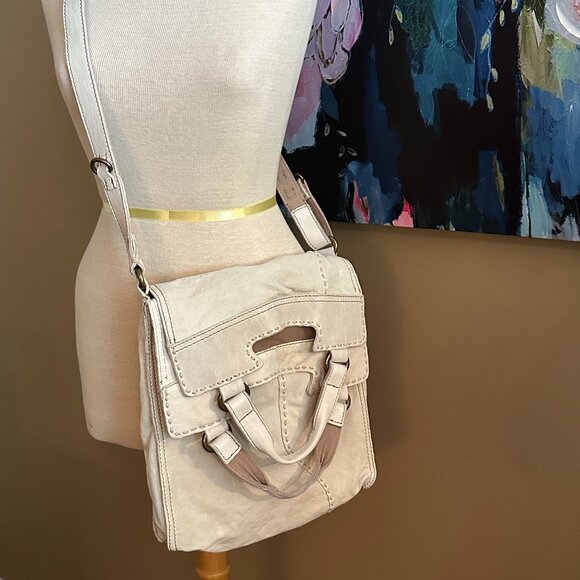 LUCKY BRAND Leather ABBEY ROAD Convertible Fold Over Crossbody Purse - Picture 1 of 16